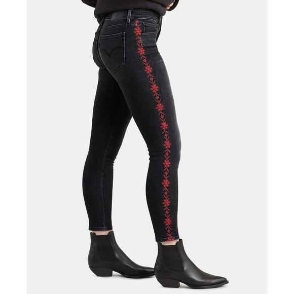 Levis Juniors 711 Embroidered Skinny Ankle Jeans Size 29 - Picture 2 of 2